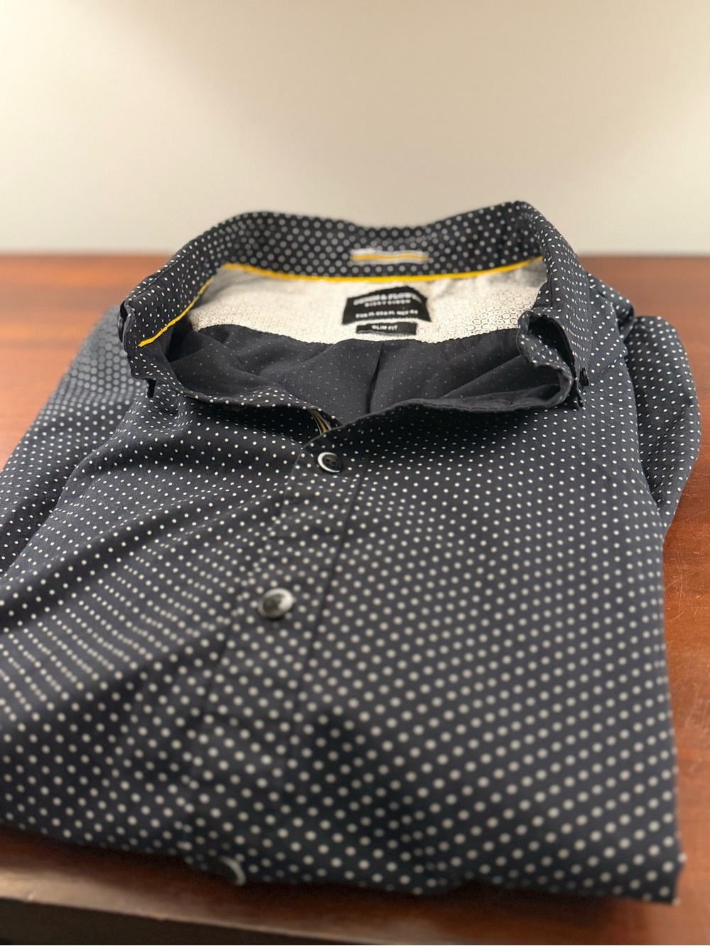 Denim & Flower Ricky Singh Black Polka Dot Long Sleeve Shirt – XL